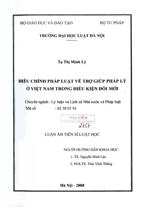Luận án tiến sĩ luật học điều chỉnh pháp luật về trợ giúp pháp lý ở việt nam trong điều kiện đổi mới