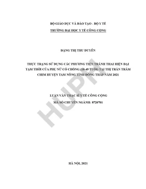 Thực trạng và một số yếu tố liên quan tới sử dụng các phương tiện tránh thai hiện đại tạm thời dài hạn của phụ nữ từ 18 49 tuổi có chồng tại thị trấn tràm chim huyện tam nông tỉnh đồng tháp năm 2021