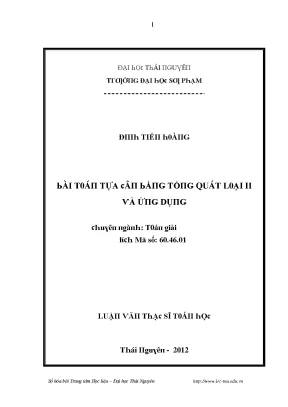 Luận văn bài toán tựa cân bằng tổng quát loại ii và ứng dụng