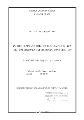 Luận văn các biện pháp phát triển đội ngũ giảng viên viện đại học mở hà nội trong giai đoạn hiện nay
