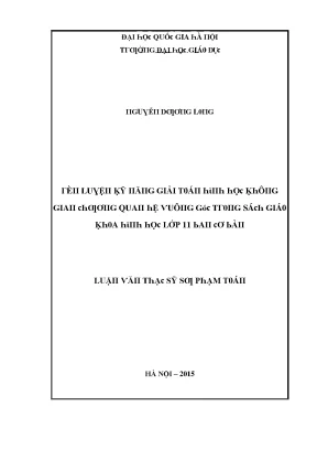 Luận văn rèn luyện kỹ năng giải toán hình học không gian chương quan hệ vuông góc trong sách giáo khoa hình học lớp 11 ban cơ bản