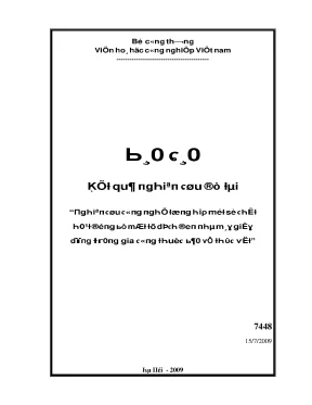 Nghiên cứu công nghệ tổng hợp một số chất hoạt động mặt từ dịch đen nhà máy giấy dùng trong gia công thuốc bảo vệ thực vật