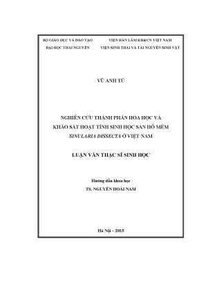 Luận văn thạc sĩ nghiên cứu thành phần hóa học và khảo sát hoạt tính sinh học san hô mềm sinularia dissecta