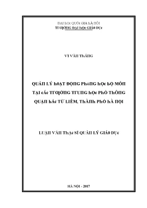 Luận văn quản lý hoạt động phòng học bộ môn tại các trường trung học phổ thông quận bắc từ liêm thành phố hà nội
