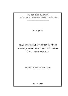 Luận văn thạc sĩ giáo dục truyền thống yêu nước cho học sinh trung học phổ thông ở nam định hiện nay