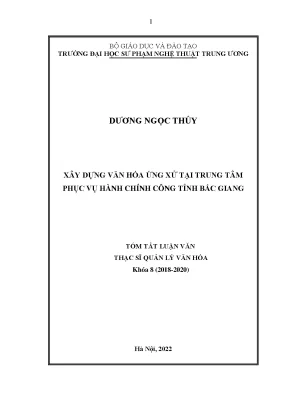 Luận văn xây dựng văn hóa ứng xử tại trung tâm phục vụ hành chính công tỉnh bắc giang