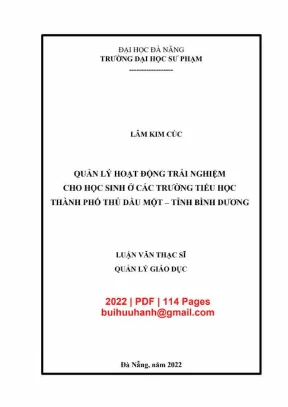 Luận văn thạc sĩ quản lý hoạt động trải nghiệm cho học sinh ở các trường tiểu học thành phố thủ dầu một tỉnh bình dương