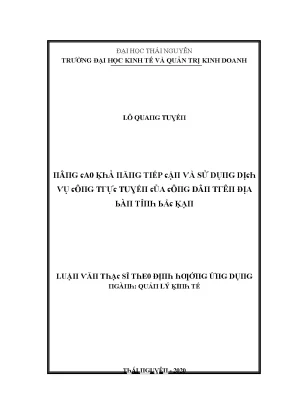 Luận văn nâng cao khả năng tiếp cận và sử dụng dịch vụ công trực tuyến của công dân trên địa bàn tỉnh bắc kạn