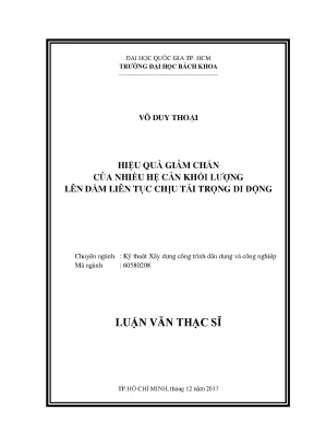 Luận văn thạc sĩ kỹ thuật xây dựng hiệu quả giảm chấn của nhiều hệ cản khối lượng lên dầm liên tục chịu tải trọng di động