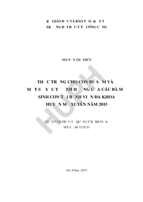 Thực trạng cho con bú sớm và một số yếu tố ảnh hưởng của các bà mẹ sinh con tại bệnh viện đa khoa huyện mỹ xuyên năm 2015