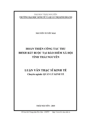 Luận văn hoàn thiện công tác thu bảo hiểm xã hội bắt buộc tại bảo hiểm xã hội tỉnh thái nguyên