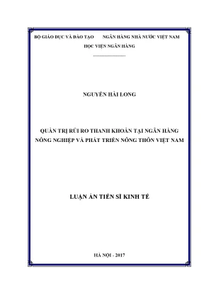 Luận án tiến sĩ kinh tế quản trị rủi ro thanh khoản tại ngân hàng nông nghiệp và phát triển nông thôn việt nam