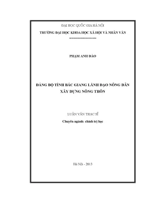 Luận văn thạc sĩ đảng bộ bắc giang lãnh đạo nông dân xây dựng nông thôn mới