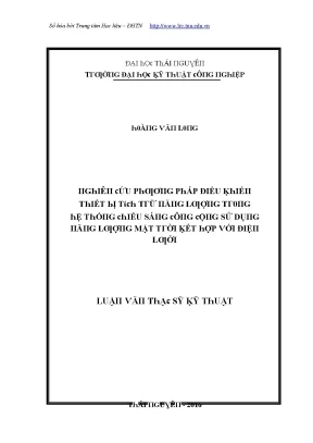 Luận văn nghiên cứu phương pháp điều khiển thiết bị tích trữ năng lượng trong hệ thống chiếu sáng công cộng sử dụng năng lượng mặt trời kết hợp với điện lưới
