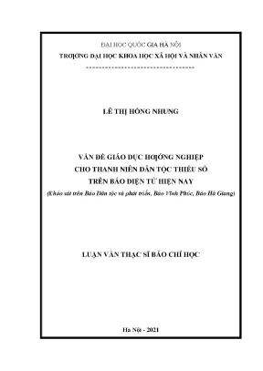 Luận văn thạc sĩ vấn đề giáo dục hướng nghiệp cho thanh niên dân tộc thiểu số trên báo điện tử hiện nay