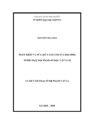 Luận văn phát hiện và sửa chữa sai lầm của học sinh trong dạy học phần cơ học vật lý 10