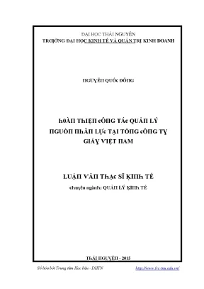 Luận văn hoàn thiện công tác quản lý nguồn nhân lực tại tổng công ty giấy việt nam