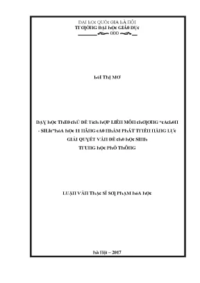 Luận văn dạy học theo chủ đề tích hợp liên môn chương cacbon silic hóa học 11 nâng cao nhằm phát triển năng lực giải quyết vấn đề cho học sinh trung học phổ thông
