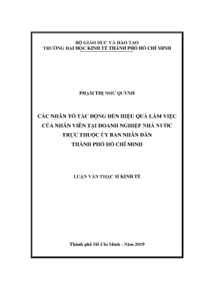 Luận văn các nhân tố tác động đến hiệu quả làm việc của nhân viên tại doanh nghiệp nhà nước trực thuộc ủy ban nhân dân thành phố hồ chí minh