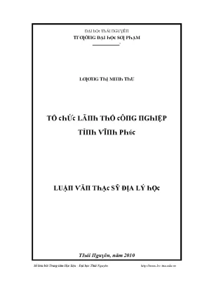 Luận văn tổ chức lãnh thổ công nghiệp tỉnh vĩnh phúc