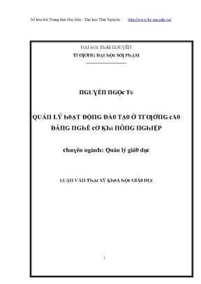 Luận văn quản lý hoạt động đào tạo ở trường cao đẳng nghề cơ khí nông nghiệp