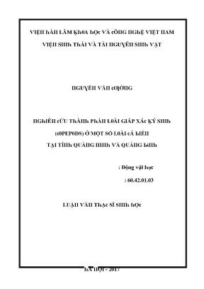 Luận văn nghiên cứu thành phần loài giáp xác ký sinh copepods ở một số loài cá biển tại tỉnh quảng ninh và quảng bình