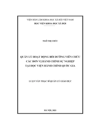 Luận văn thạc sĩ quản lý hoạt động bồi dưỡng viên chức các đơn vị hành chính sự nghiệp tại học viện hành chính quốc gia