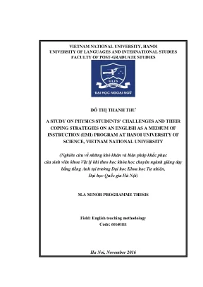 Luận văn thạc sĩ a study on physics students challenges and their coping strategies on an english as a medium of instruction emi program at hanoi university of science vietnam national university