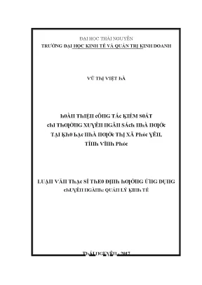 Luận văn hoàn thiện công tác kiểm soát chi thường xuyên ngân sách nhà nước tại kho bạc nhà nước thị xã phúc yên tỉnh vĩnh phúc
