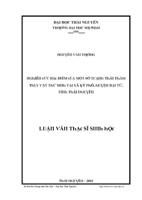 Luận văn nghiên cứu đặc điểm của một số trạng thái thảm thực vật thứ sinh tại xã ký phú huyện đại từ tỉnh thái nguyên