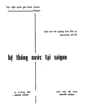 Hệ thống nước tại sài gòn luận văn thạc sĩ