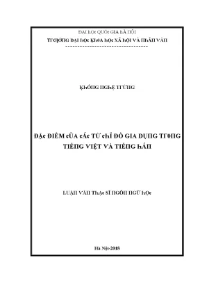 Luận văn đặc điểm của các từ chỉ đồ gia dụng trong tiếng việt và tiếng hán