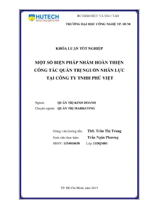 Luận văn một số biện pháp nhằm hoàn thiện công tác quản trị nguồn nhân lực tại công ty tnhh phú việt