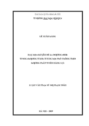 Luận văn dạy học chuyên đề ba đường conic trong chương trình trung học phổ thông theo hướng phát triển năng lực