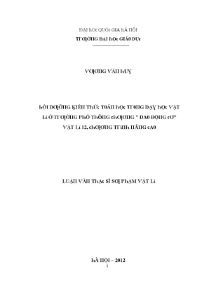 Luận văn bồi dưỡng kiến thức toán học trong dạy học vật lý ở trường phổ thông chương dao động cơ vật lý 12 chương trình nâng cao