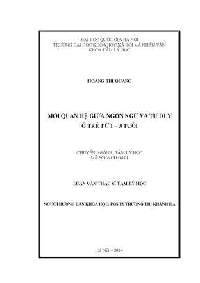 Luận văn thạc sĩ mối quan hệ giữa ngôn ngữ và tư duy ở trẻ từ 1 3 tuổi