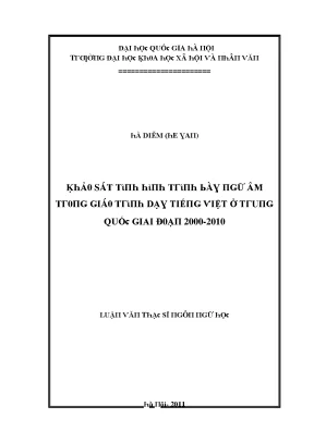 Luận văn khảo sát tình hình trình bày ngữ âm trong giáo trình dạy tiếng việt ở trung quốc giai đoạn 2000 2010