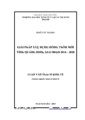 Luận văn giải pháp xây dựng nông thôn mới tỉnh quản ninh giai đoạn 2014 2020