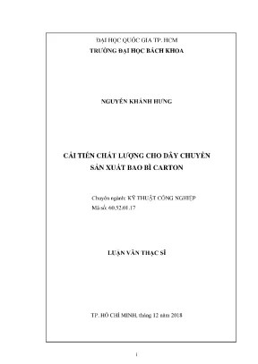 Luận văn thạc sĩ kỹ thuật công nghiệp cải tiến chất lượng cho dây chuyền sản xuất bao bì carton