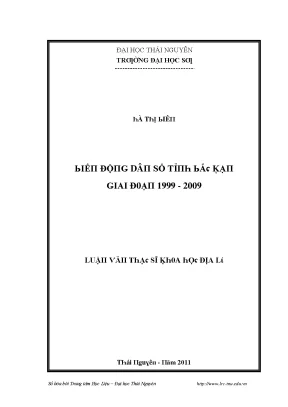 Luận văn biến động dân số tỉnh bắc kạn giai đoạn 1999 2009