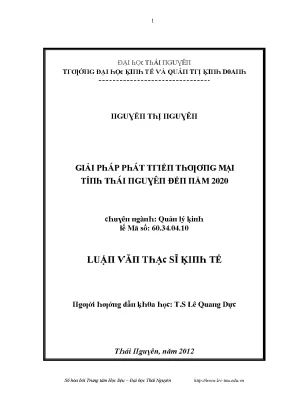 Luận văn giải pháp phát triển thương mại tỉnh thái nguyên đến năm 2020
