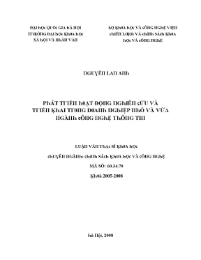 Luận văn phát triển hoạt động nghiên cứu và triển khai trong doanh nghiệp nhỏ và vừa ngành công nghệ thông tin