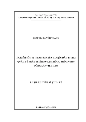 Luận văn nghiên cứu sự tham gia của người dân trong quản lý phát triển du lịch nông thôn vùng đông bắc việt nam