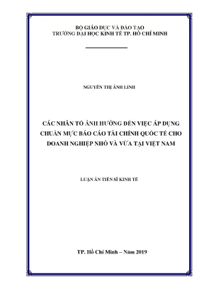 Luận văn các nhân tố ảnh hưởng đến việc áp dụng chuẩn mực báo cáo tài chính quốc tế cho doanh nghiệp nhỏ và vừa tại việt nam