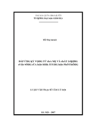 Luận văn đáp ứng kỳ vọng từ cha mẹ và chất lượng cuộc sống của học sinh trung học phổ thông