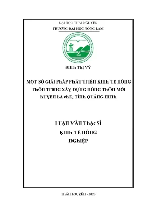 Luận văn một số giải pháp phát triển kinh tế nông thôn trong xây dựng nông thôn mới huyện ba chẽ tỉnh quảng ninh