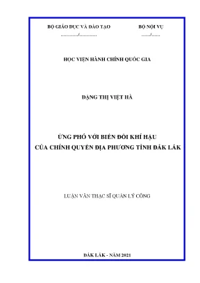 Luận văn ứng phó với biến đổi khí hậu của chính quyền địa phương tỉnh đắk lắk