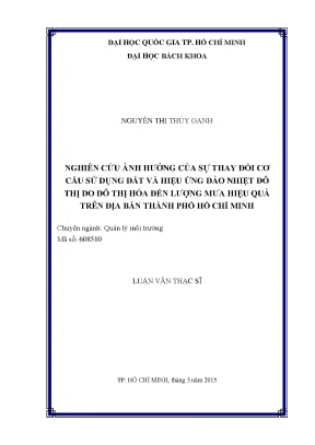 Luận văn thạc sĩ quản lý môi trường nghiên cứu ảnh hưởng của hiệu ứng đảo nhiệt đô thị do quá trình đô thị hóa đến sự thay đổi lượng mưa trên địa bàn thành phố hồ chí minh