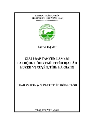 Luận văn giải pháp tạo việc làm cho lao động nông thôn trên địa bàn huyện vị xuyên tỉnh hà giang