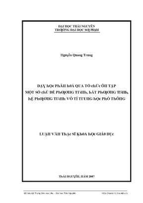 Luận văn dạy học phân hoá qua tổ chức ôn tập một số chủ đề phương trình bất phương trình hệ phương trình vô tỉ thpt